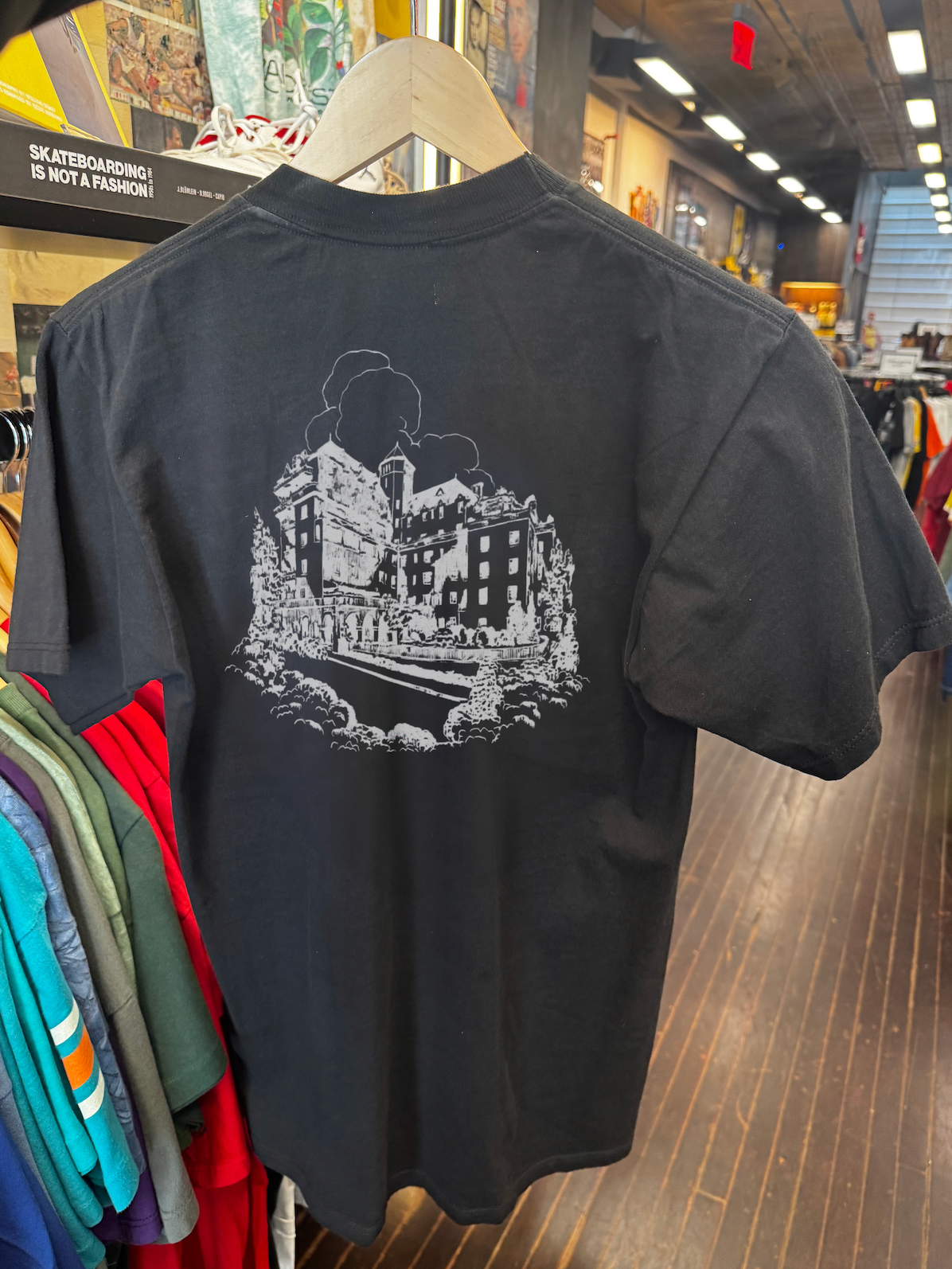 90s CHATEAU MARMONT RARE WASHED BLACK TEE - front & back
